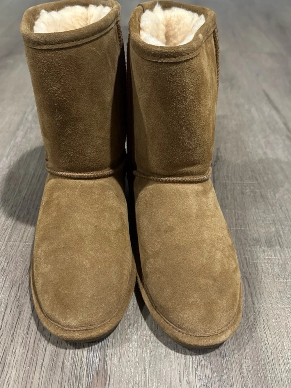 BearPaw Kids Suede Shearling Boots in Chestnut Brown